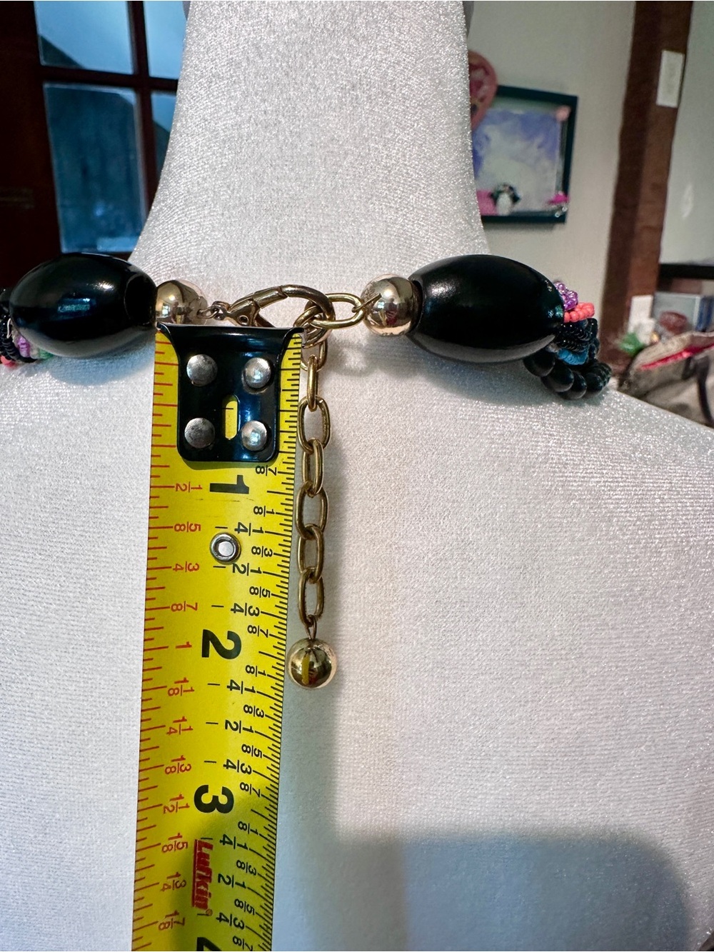 Vintage Multicolor Seed Bead Statement Necklace - 18” Necklace & 2.5” Extender - Picture 4 of 5